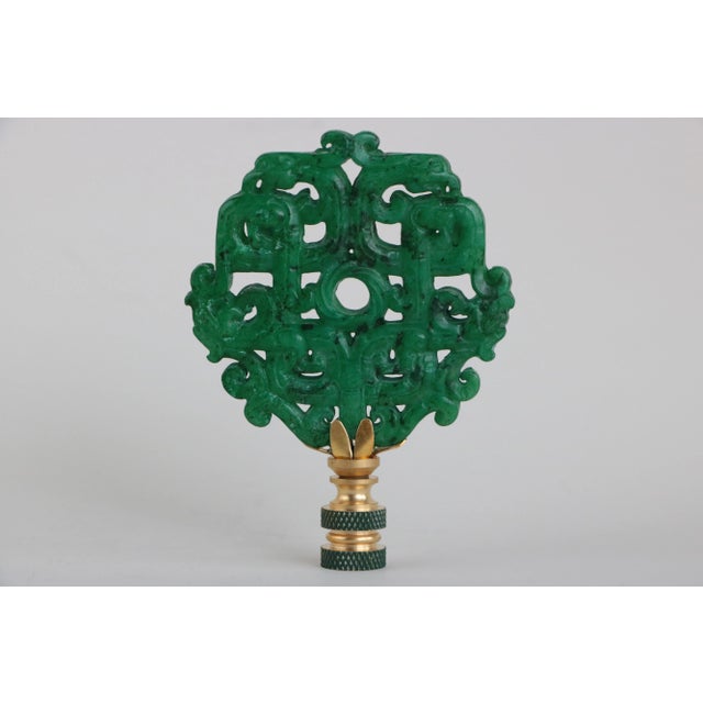 Mottled Jade Green Carved Stone Lamp Finials a Pair Chairish