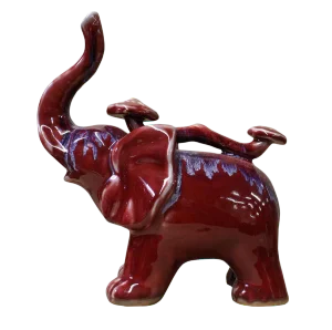 Purple & Red Ceramic Elephant Figure