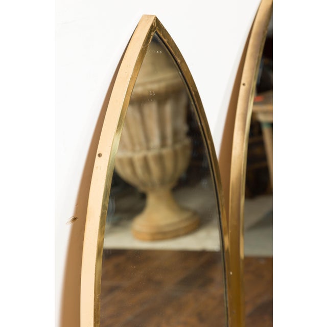 Midcentury Brass Gothic Style Golden Broken Arch Mirrors, a Pair For Sale In Atlanta - Image 6 of 11