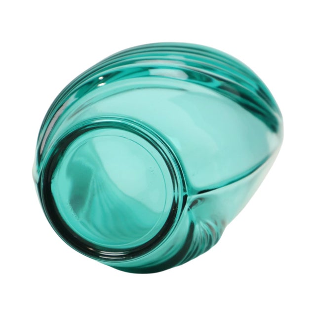 Vintage Turquoise Blue Glass Vase from Luminarc France, 1980s For Sale - Image 4 of 12