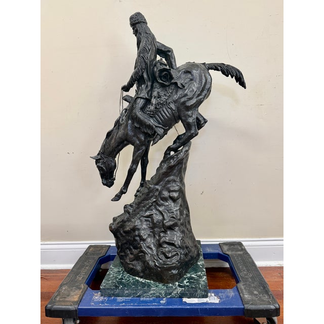 1990s Mega Sized 41” Reproduction of Frederic Remington Bronze the “Mountain Man” For Sale - Image 14 of 16
