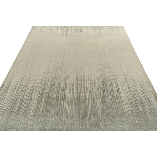 Modern Rug & Kilim’s Modern Abstract Rug in Gray, Beige and Blue Painterly Patterns For Sale - Image 3 of 7