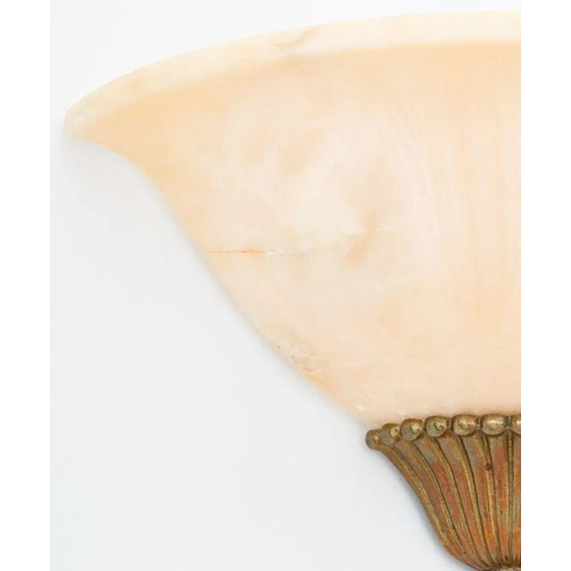 Neoclassical Alabaster & Gilt Metal Wall Sconces, Pair For Sale - Image 3 of 7