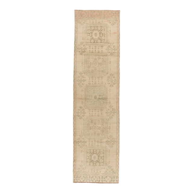 Vintage Circa 1940 Turkish Oushak Runner 3ft 3in X 11ft 4in For Sale