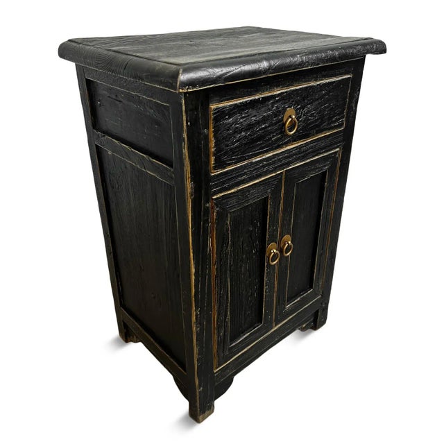 Farmhouse Black Worn Elm Nightstand For Sale - Image 3 of 8