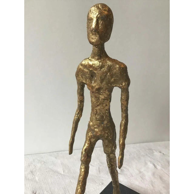 Contemporary Modern Gilt Iron Sculpture of Man For Sale - Image 9 of 11
