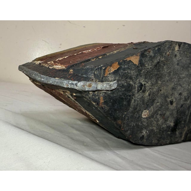 Antique Early 19th Century Handmade Carved Polychrome Wooden Folk Art Model Boat For Sale - Image 17 of 18