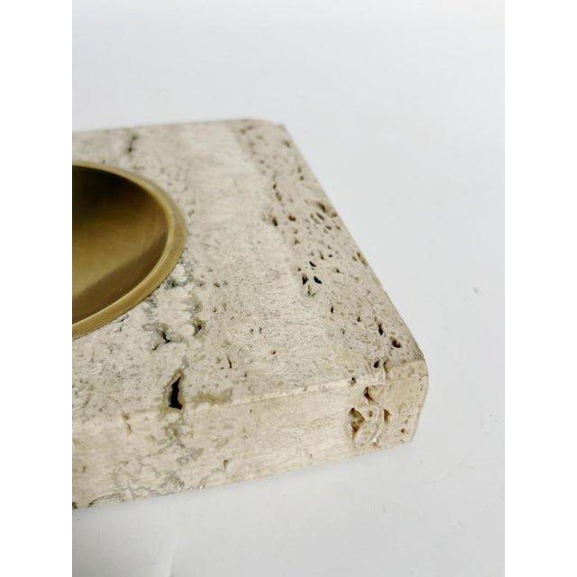 Travertine and Brass Ashtray, France, 1960s For Sale - Image 10 of 14