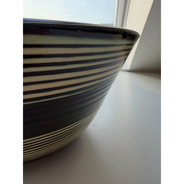 Striped Glazed Ceramic Bowl by H.A. Kähler, 1930 For Sale - Image 3 of 6