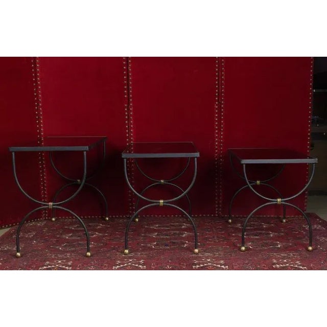 Metal Mid-Century French Nesting Tables in the Style of Jean Royère - Set of 3 For Sale - Image 7 of 11