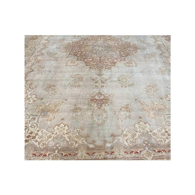 Gray 1950s Old Persian Tabriz Area Rug 10x15 For Sale - Image 8 of 12