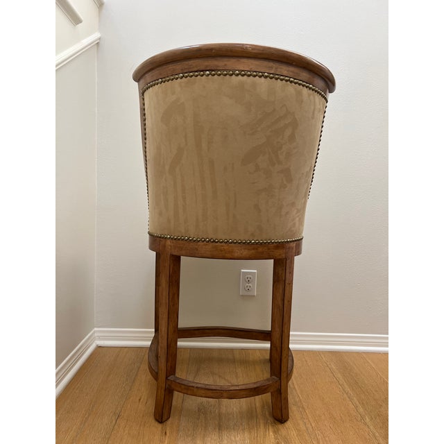 2020s Kreiss Bar Stools With Nail Heads and Suede Fabric- Set of 2 For Sale - Image 5 of 9