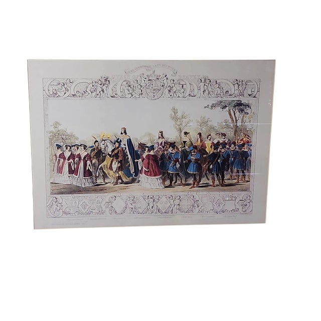 Stunning reproduction lithograph of James Henry Nixon 1839 print honoring the procession of Lady Jane Seymour, Jane...