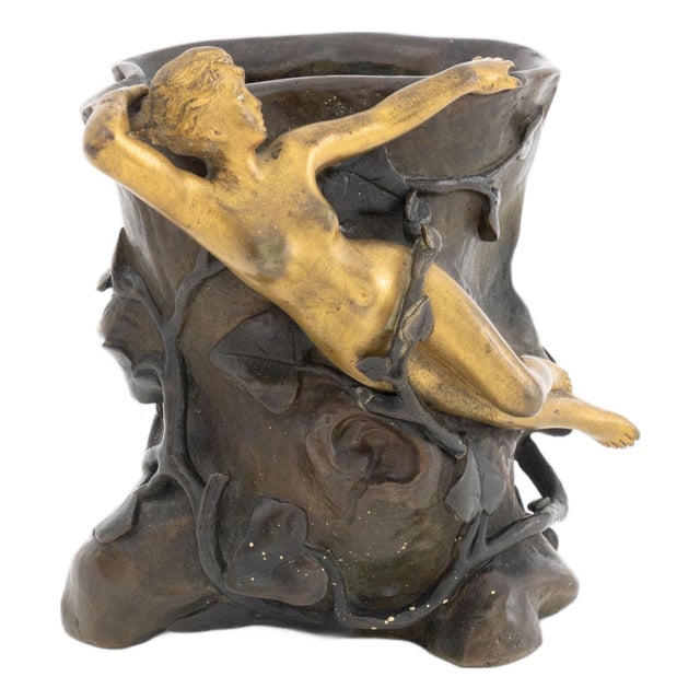 Jean Garnier Patinated Bronze Sculptural Vase For Sale