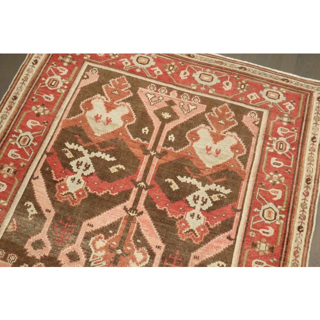 Rustic Zabihi Collection Brown Rust Color Persian Rug For Sale - Image 3 of 8