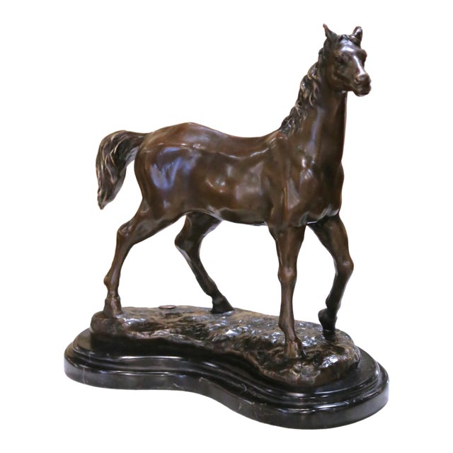 Early 20th C. Bronze Horse Sculpture Signed Milo and J. B. Paris Foundry Stamp For Sale