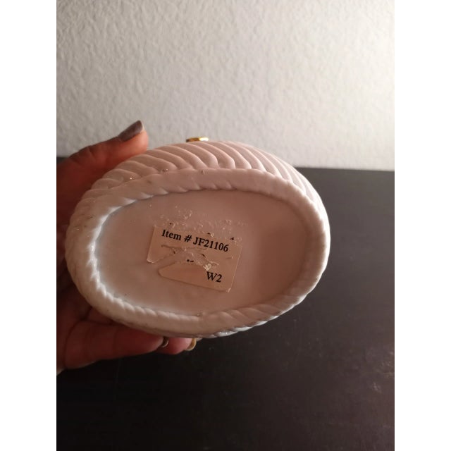 Antique White 1970s Reticulated With Applied Floral Porcelain Trinket Box For Sale - Image 8 of 9