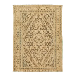 Beige Vintage Hamadan Wool Rug Handmade With Allover Motif
