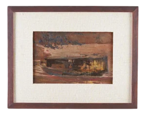 1950s Vintage Abstract Oil Painting on Canvas