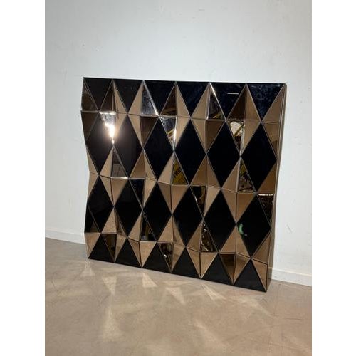 Large Sculptural Geometric Faceted Mirror Panel Prism Mirror For Sale - Image 5 of 7