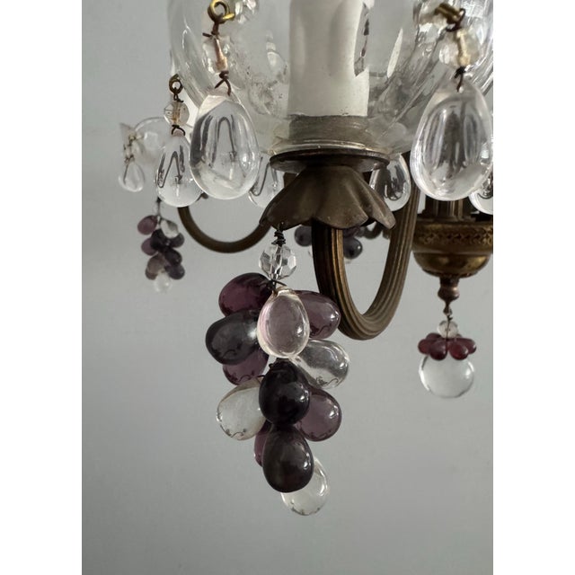 Metal Antique Chandelier With Glass Grape Clusters For Sale - Image 7 of 8