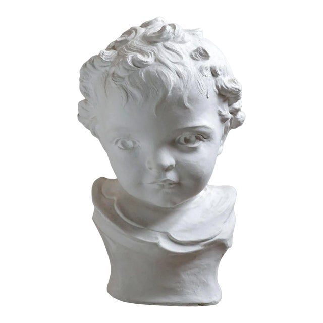 Statue Child Bust, White For Sale