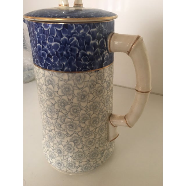 19th Century Antique Royal Worcester English Blue, and Gray, Hot Chocolate Pot 19 Th Century For Sale - Image 5 of 8