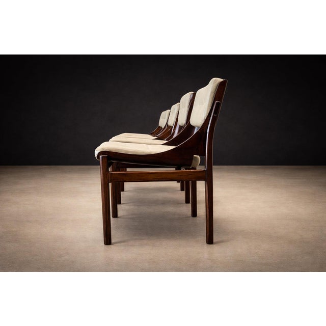 Brazilian Modern Set of Five Rosewood & Leather Dining Chairs, Jorge Zalszupin, Brazil, 1960s For Sale - Image 9 of 14