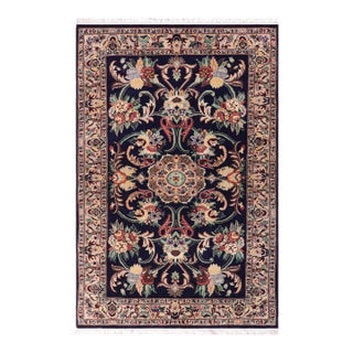 Art Nouveau 1990's Pak-Persian Blue/Ivory Wool Rug - 3'2'' X 5'0'' For Sale