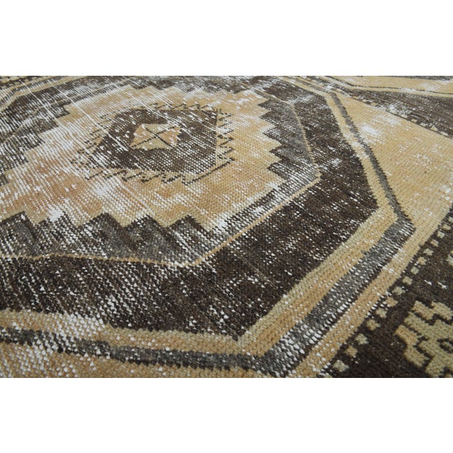 1970s Vintage Turkish Handmade Wool Cotton Brown Runner Rug For Sale - Image 9 of 11