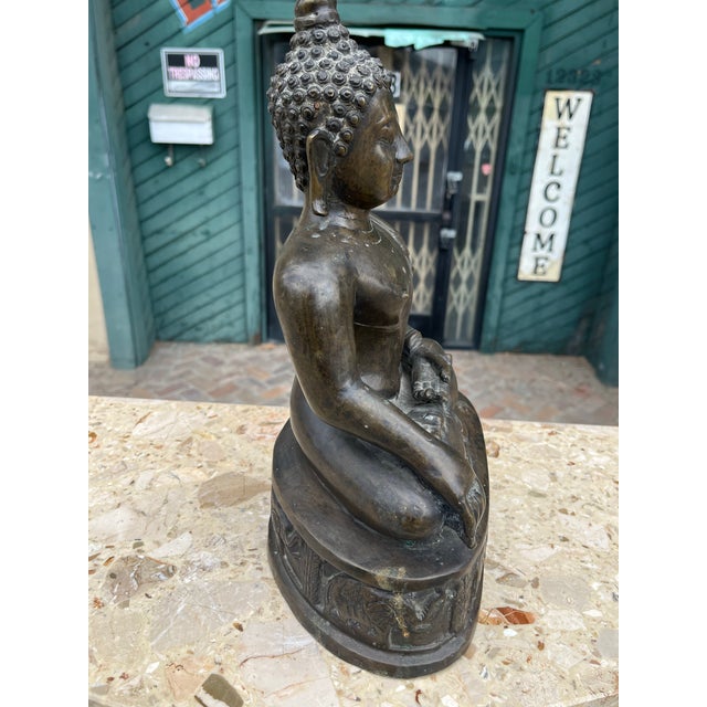 Antique Asian Seated Buddha Sculpture For Sale In Los Angeles - Image 6 of 10
