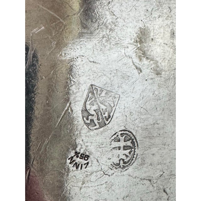 Antique German Jugendstil Pewter Tray With Sculptural Floral Handles, C. 1900 For Sale - Image 9 of 9