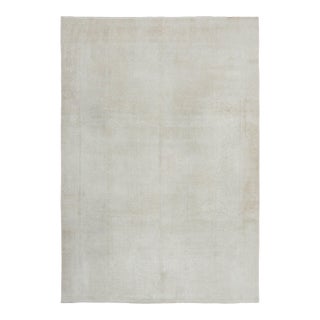 Vintage Distressed Textural Rug With Tonal Florals in Ivory Hues - Rug & Kilim For Sale
