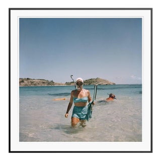 Slim Aarons 'Snorkelling in Antigua' Archival Pigment Print Framed in Black For Sale