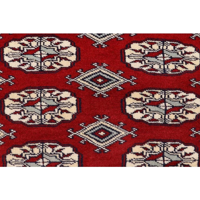 1980s 1980s Shabby Chic Bokhara Maroon/Beige Wool Rug (2'1'' X 3'1'') For Sale - Image 5 of 12