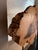 Rebirth by Oda & King | Oil on maple burl depicting a curled figure on wood. For Sale - Image 4 of 4