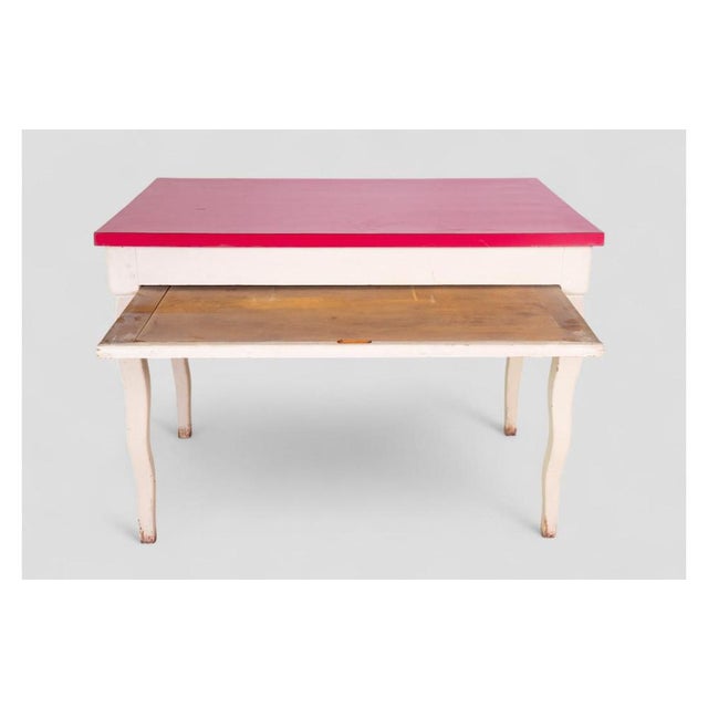 Wood Vintage Kitchen Table with Red Formica Top and Shaped Legs For Sale - Image 7 of 13