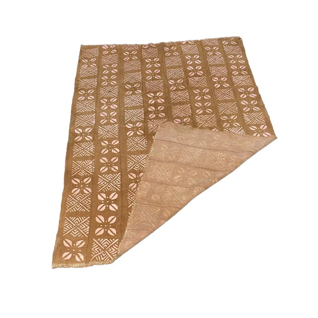 African African Brown and Pink Bogolan Textile Mud Cloth 60" H For Sale - Image 3 of 7