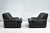 Pair Guido Faleschini Black Leather Lounge Chairs, Italy 1970 For Sale - Image 9 of 12