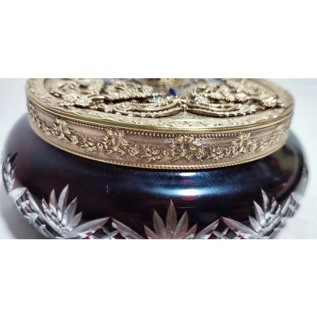 Metal Vintage Gold Art Glass and Metal Jewelry Box, 1920s For Sale - Image 7 of 15