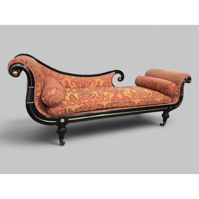 Superb ebonised and applied brass chaise lounge sofa, settee from the Regency period, in very good overall condition...