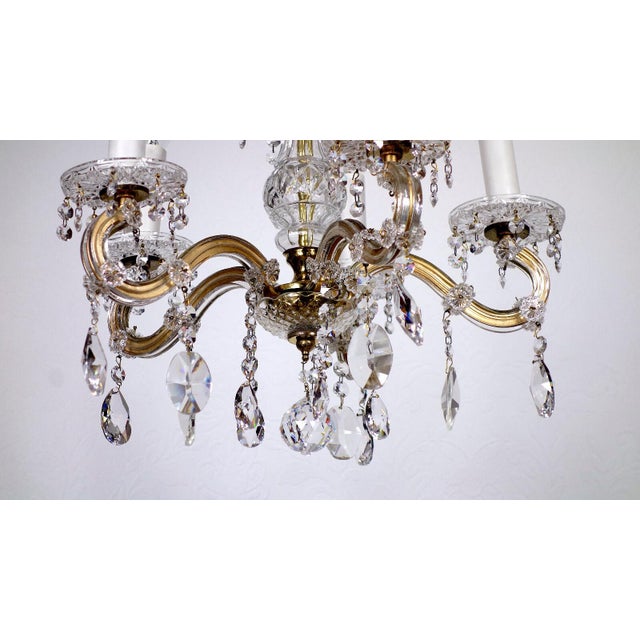 Brass-Lead Crystal Five-Light Chandelier from H.Richter, 1960s For Sale - Image 13 of 13