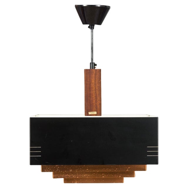 Ceiling Lamp in Painted Metal and Copper, 1960s For Sale