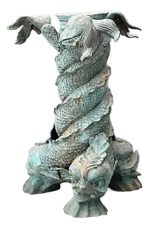 Vintage Patinated Bronze Koi Table Pedestal