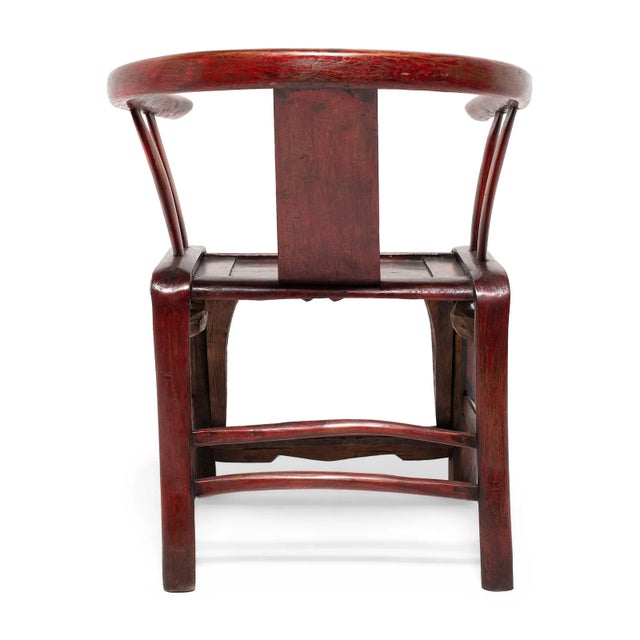 Chinese Red Lacquer Roundback Chair, 19th C. For Sale - Image 4 of 8