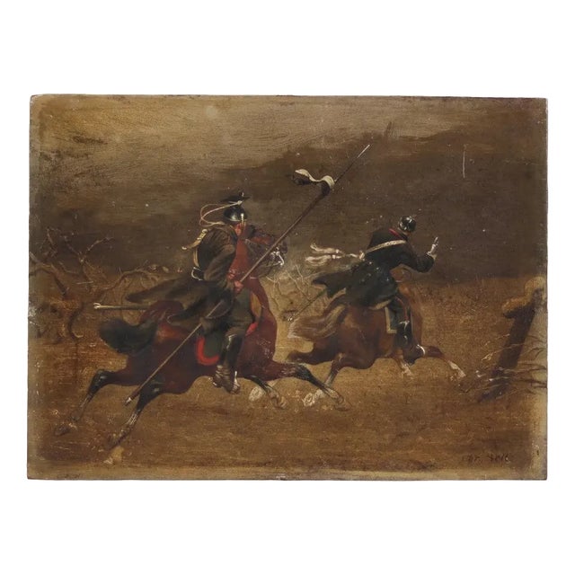 Christian Sell, German Military Scene, Painting on Panel, 19th Century For Sale