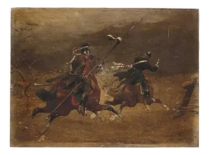 Christian Sell, German Military Scene, Painting on Panel, 19th Century