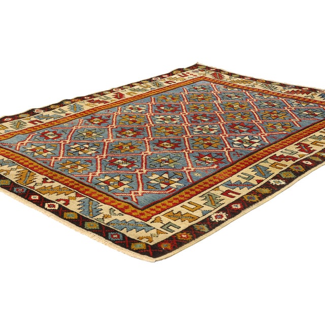 77146 Antique Caucasian Shirvan Rug, 03'04 x 04'00. The Celestial Citadel: Mid-19th Century Caucasian Shirvan Masterpiece...