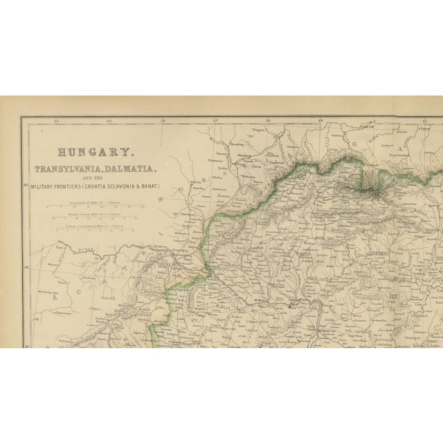 Antique Map of Hungary, Transylvania, Dalmatia and Croatia, 1860s For Sale - Image 3 of 9