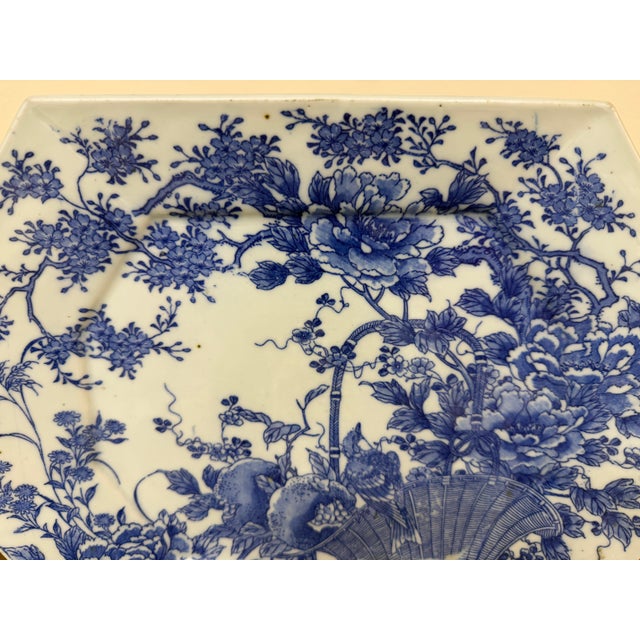 19th Century Antique 19th Century Blue and White Imari Platter For Sale - Image 5 of 8